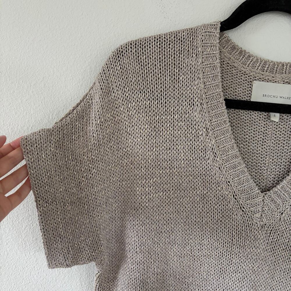 Brochu Walker The Gaia Short Sleeve Sweater Moonstone Taupe (S) - Picture 5 of 10